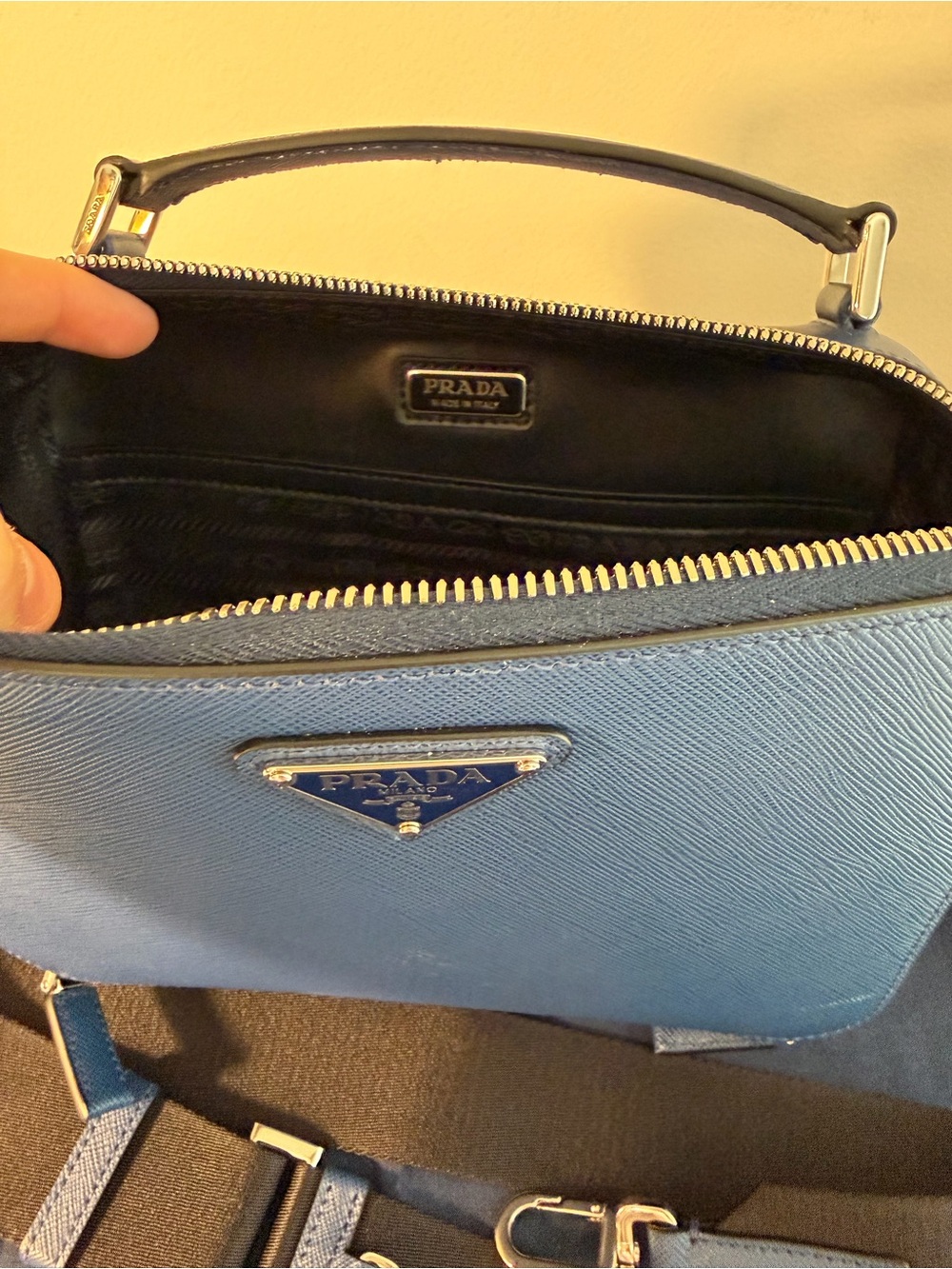 Prada Brique Medium Saffiano Leather Bag in Blue - Picture 8 of 11